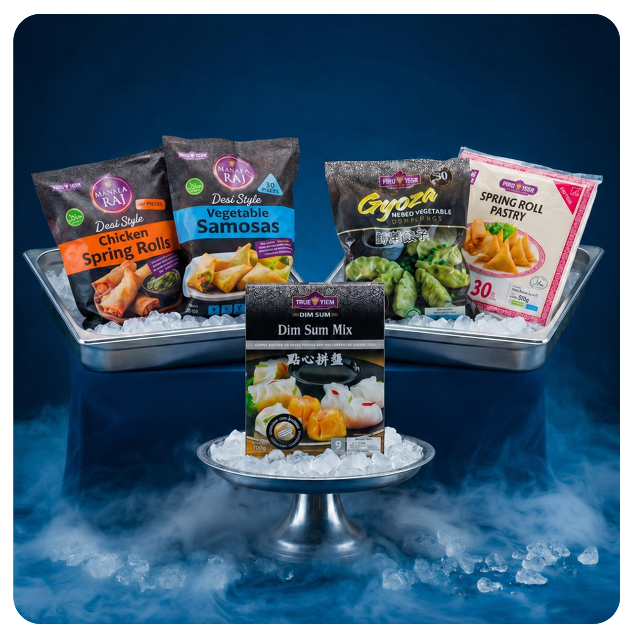 Premium Pan-Asian dishes — Thai green curry, stir-fried noodles, jasmine rice with curry paste and coconut milk